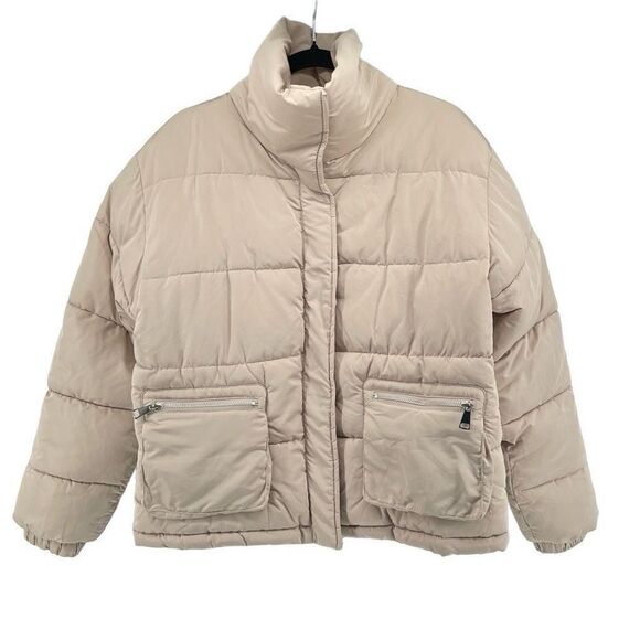 Forever 21 Women’s Neutral Quilted Utility Oversized Puffer Jacket Small - Picture 1 of 11
